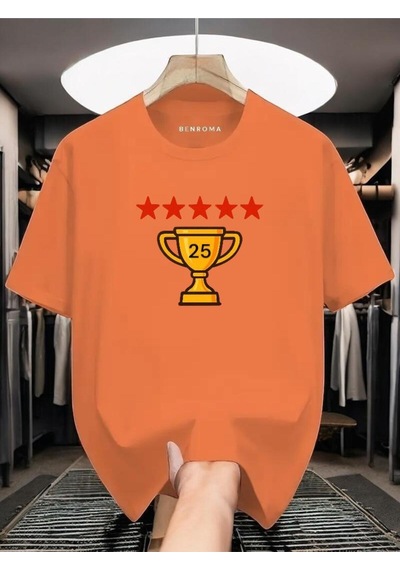 Şampiyonluk Baskılı Unisex Tişört Turuncu