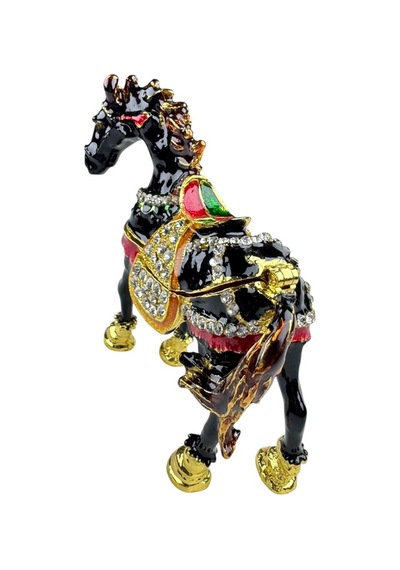 Düz At Biblo 7,5 7,5 CM Siyah Gold Taş Detaylı