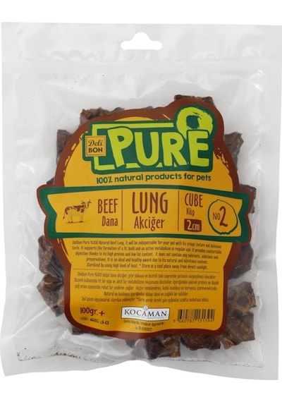 Delibon Pure Köpek için Dana Kurutulmuş Akciğer 2 CM 100 G
