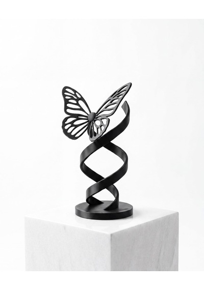 Dna Sarmalı Kelebek Biblosu Modern Minimalist Bilimsel Tasarım Dekoratif Masaüstü Obje Siyah 15 Cm - Doktor & Biyolog Yeni İş Hediyesi 15cm