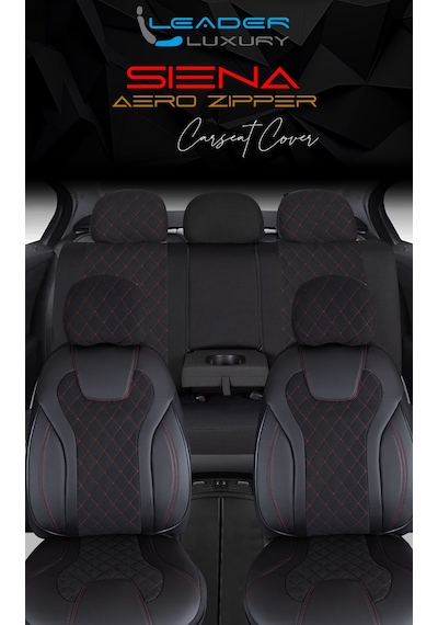 Jaguar E-pace Uyumlu Lüx Yarı Deri Oto Koltuk Kılıfı Ön Arka Takım Yeni Siena Siyah Kırmızı