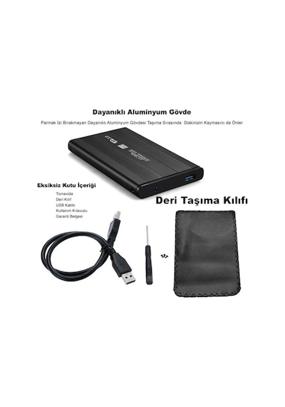 2.5 Inç Usb 3.0 Sata Harddisk Hdd Kutusu 5 Gbps + Kılıf - Siyah