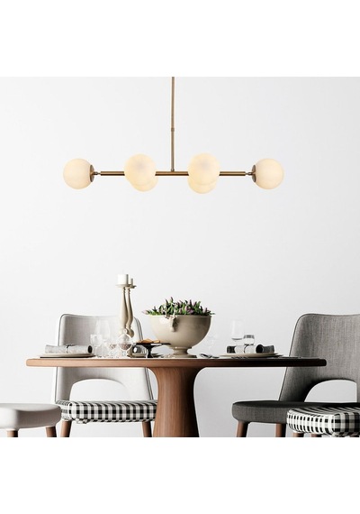 Altılı Gold Model Modern Glop Beyaz Camlı Avize