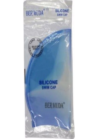 Silikon Bone Yüzme Yüzücü Bonesi Deniz Havuz Için Elastik Yüzme Şapkası Sılıcone Swım Cap Mavi Beyaz Mavi