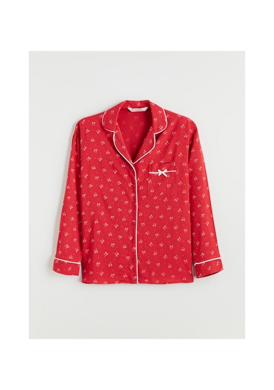 Lcw Dream Kırmızı Gömlek Yaka Kadın Pijama Takımı