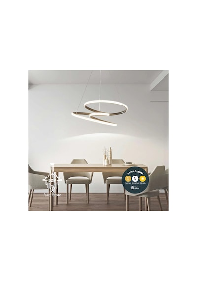 Modern Siyah Sarmal Helix Led Avize - Kumandalı & 3 Renk Işık 50cm