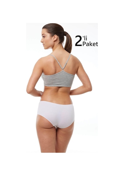 Malabadi 1126 2'li Paket Kadın Modal Geniş Kenarlı İz Yapmayan Slip & Külot Beyaz