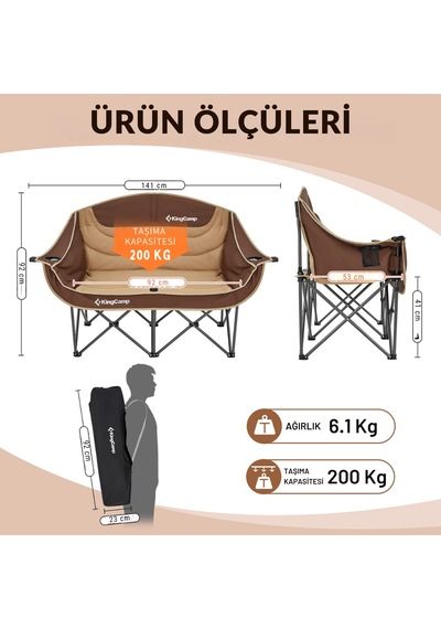 Kingcamp Loveseat Double Çift Kişilik Katlanır Kamp Sandalyesi Coffee Kahve