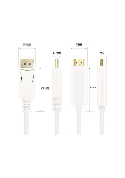 Vcom Cg605L-1.8 Beyaz 1.8Mt  Display Port Erkek To Hdmi Erkek Kab