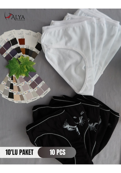 Alya Underwear Kız Çocuk Kalpli Dokuma Lastik Pamuklu Kumaş Slip Külot 5'li Paket 5 Adet Beyaz Multicolor-x17