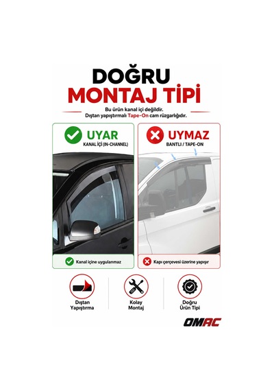 Vw Caddy 2020-2024 Arası Uyumlu Araca Özel Akrilik Cam Rüzgarlığı Koyu Duman 2 Parça Ön