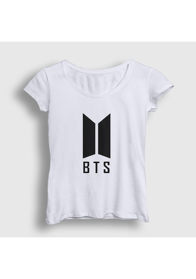 Presmono Kadın Doors Bts T-shirt Beyaz