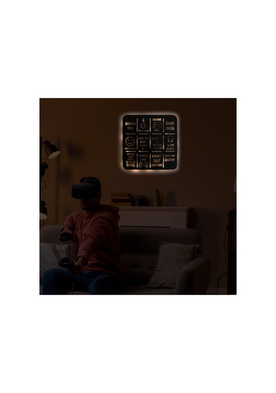 Led Işıklı Gameing Diva Dekoratif Tablo Oyun Odası Duvar Dekorlu Gece Lambası Sarı - 737239472 Sarı