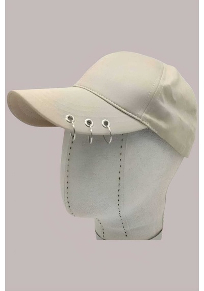 Tezzgelsin Unisex Arkadan Ayarlanabilir 3 Halka Piercing Şapka Beyzbol Kep Şapka Bej
