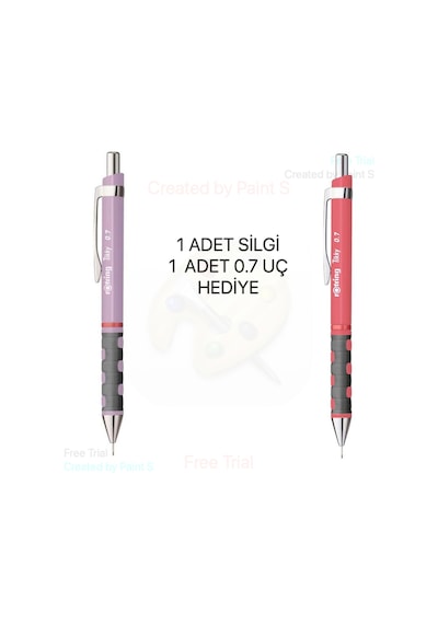 Versatil Uçlu Kalem Tikky 0.7 Mm Lila Ve Gül Kurusu Set 1 Silgi Ve 1 Uç Çok Renkli