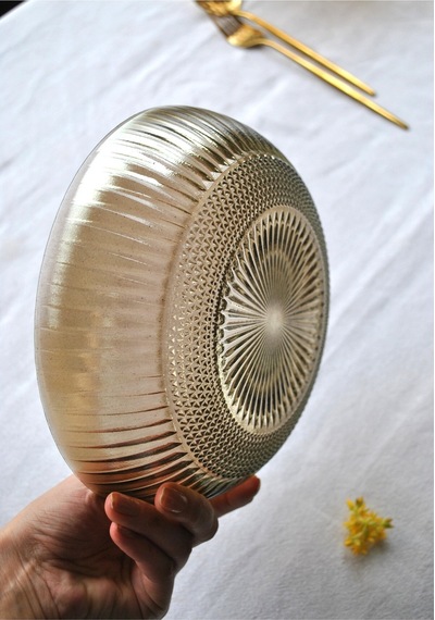 20 Cm Cam Salata Tabağı Füme Salata Kasesi Orta Boy Tabak 2-3 Kişilik Beyaz