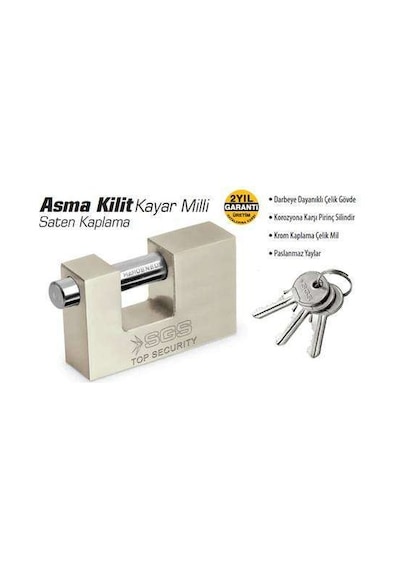 Sgs Yassı Asma Kilit Kayar Milli Saten Kaplama 90mm Sgs1367