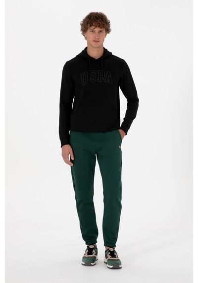 U.S. Polo Assn. Erkek Regular Fit Kapüşonlu Siyah Basic Sweatshirt 50315663-VR046