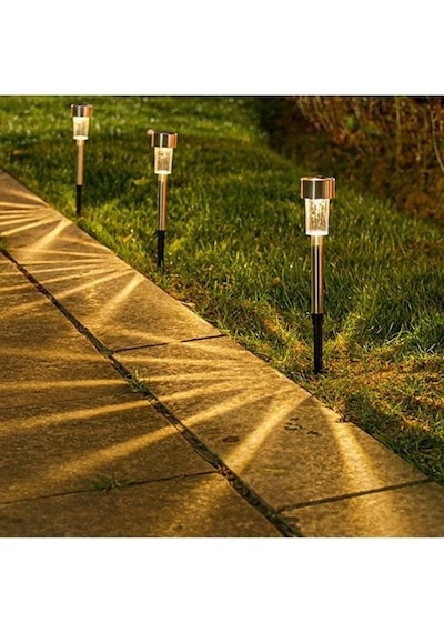 10 Adet Güneş Enerjili Bahçe Aydınlatma Lambası - Su Geçirmez Led Bahçe Çim Yol Aydınlatma 29,5cm 10 Adet