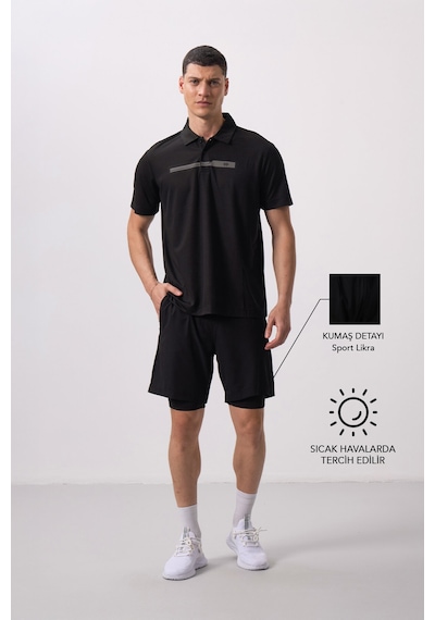 Tommy Life Siyah Polyester İnce Yumuşak Standart Fit Erkek Taytlı Şort - 81287 Siyah