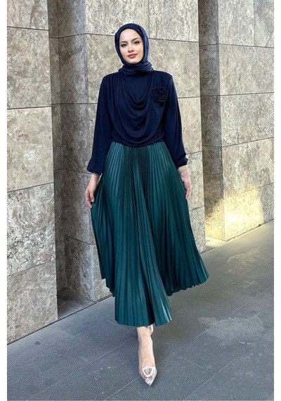 Unika Boutique Elisa Piliseli Etek - Zümrüt