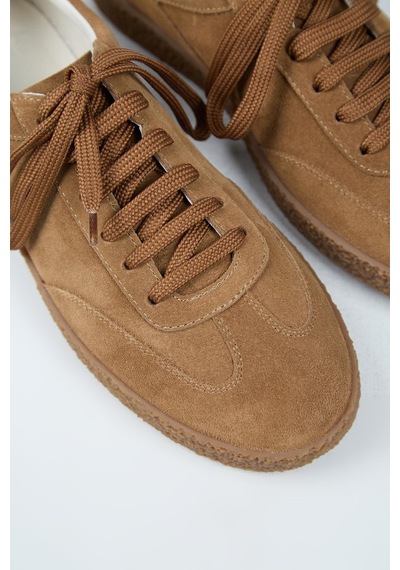 Krahe Palminteri Erkek Hakiki Deri Bağcıklı Kum Sneakers