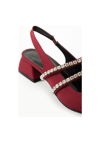 Duxal Shoes Kadın Taşlı Şık Babet-topuklu Ayakkabı-linda Bordo
