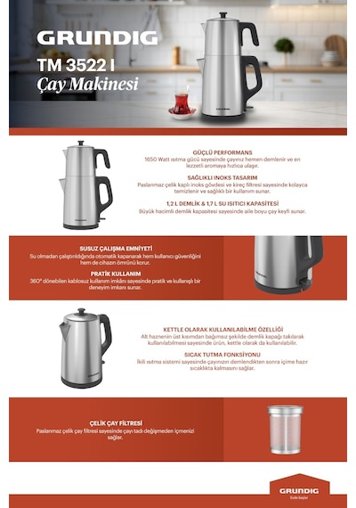 Grundıg TM 3522 I Tiryaki Çay Makinesi