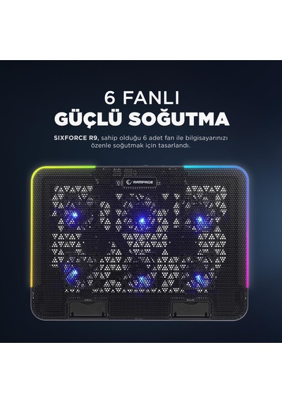 Sıxpower R9 6 Fan Rgb Işıklı Telefon Tutuculu Notebook Soğutucu