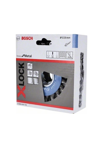 Bosch X-Lock Telli Çark Düğümlü 115 Çelik 115x0.5 Burgulu Yuvarlak Tel Fırça - 2608620731