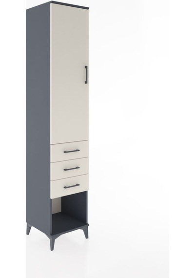 Hyperion Dolap 2 Raflı 3 Çekmeceli Tek Kapaklı 44x44x221 Antrasit-aytaşı Antrasit