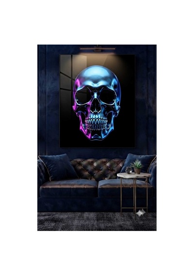 4mm Tamperli Uv Baskı Kırılımaz Cam Tablo Ev Ofis Duvar Dekor Hediyelik Tablo Kurukafa Pembe Siyah Altın Gümüş Etnik Premium Marka Luxury Uhd Gerçek Cam Baskı Sağlam Asma Aparatı