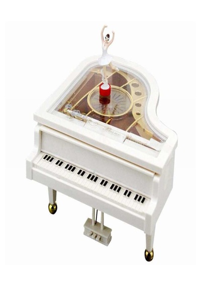 Mobgift Kuyruklu Piyano/grand Piano Kurmalı Müzik Kutusu Beyaz
