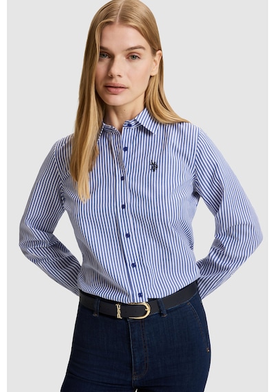 U.S. Polo Assn. Kadın Saks Uzun Kollu Gömlek 50332398-vr045 Sax