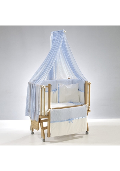 Meltem Kids Mood Sallanır Ahşap Anne Yanı Beşik 50 x 90 CM Naturel - Mavi