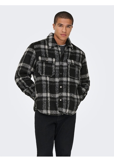 Only & Sons Onsgıo Lf Check Padded Jacket Otw Erkek Black Mont - 22030156 Siyah