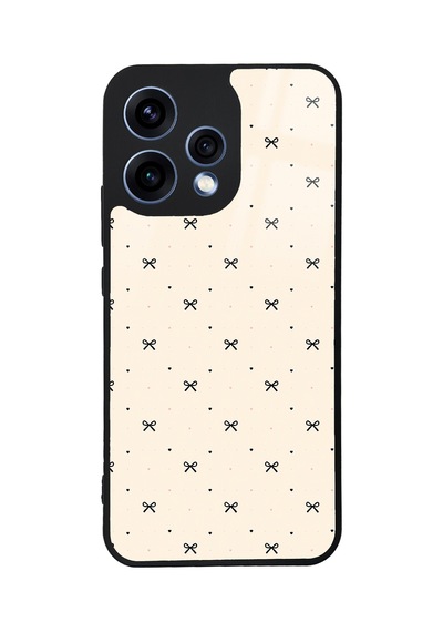 Oppo Reno 15 Bej Coquette Pattern Tasarımlı Glossy Telefon Kılıfı