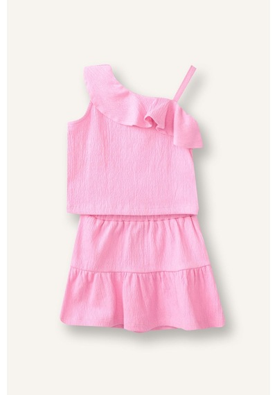 Defacto Kırışık Dokulu Kumaş 2li Pembe Takım Kız Bebek I0050a526hspn649 Pembe-pn649