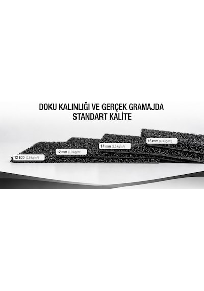 Hortumtech Kıvırcık Paspas Kir Tutucu Pvc Kapı Önü İç Dış Mekan Eko 12 Mm - Siyah 100 X 500 Cm