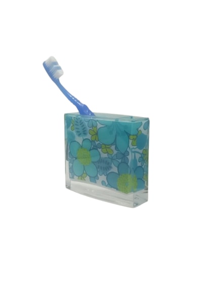 DİŞ FIRÇALIK MAVİ ÇİÇEKLİ AKRİLİK 10X10X3CM Diğer