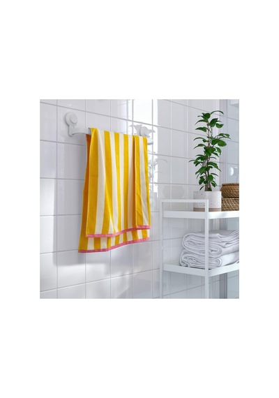 Banyo Havlusu, Beyaz-sarı Çizgili, 70x140 Cm
