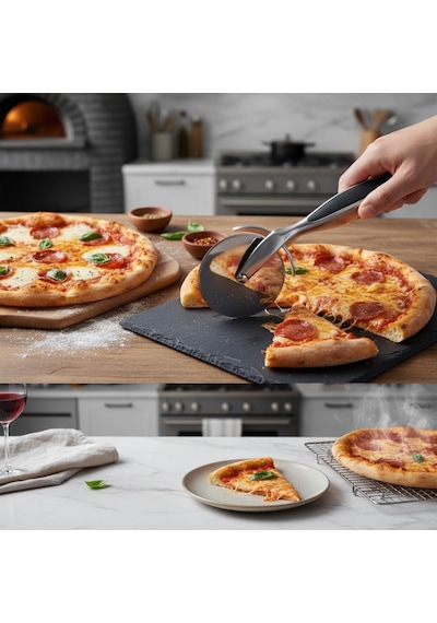 Ayrex Deconox Paslanmaz Çelik Pizza Dilimleyici Ve Kesici - Ergonomik Saplı Profesyonel Hamur Kesme Bıçağı - Parma Diğer