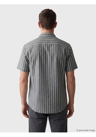 Lcwaıkıkı Classic Kahverengi Regular Fit Çizgili Oxford Erkek Gömlek