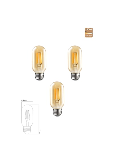 Rustik Led Ampul 6w 2500k E27 Gün Işığı 3'lü Erd-45