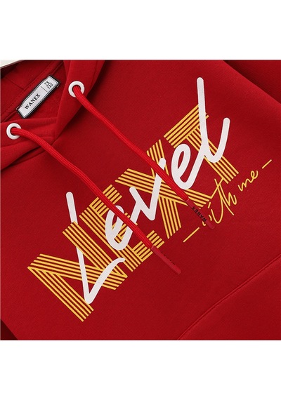 Wanex Erkek Çocuk Uzun Kol Kalın Kapüşonlu Sweatshirt - 15971 Bordo