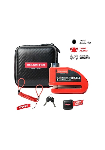 Kn Master Dl510a 10 Mm. Alarmlı Disk Kilidi + Hatırlatma Kablosu