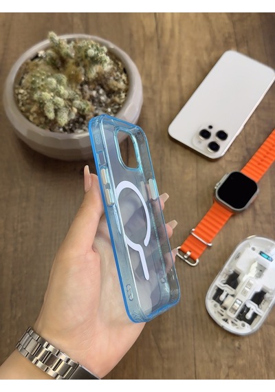 Apple iPhone 12 Pro Magsafe Uyumlu Silikon Kılıf Soocase661 Mavi