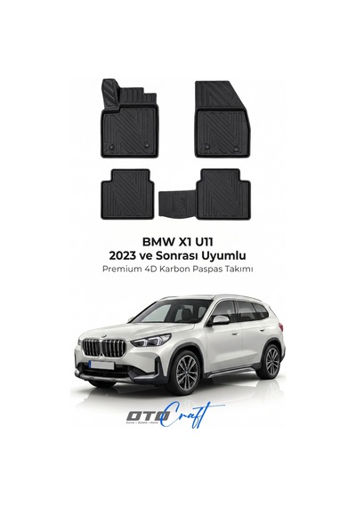 Otocraft Bmw X1 U11 2023+ Araca Özel 4d Karbon Oto Paspas Havuzlu Tam Set