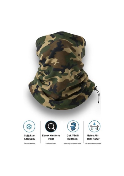 Single Sword 2 Li Set Unisex Kışlık Polar Boyunluk & Bere Çok Amaçlı Soğuk Hava Koruması 0//y.tsk Çok Renkli