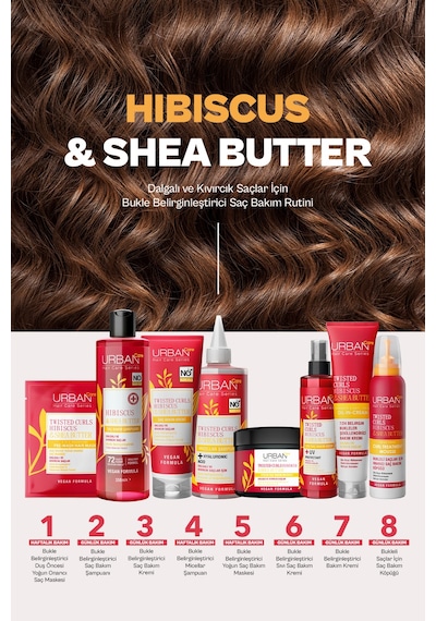 Urban Care Hibiscus &Shea Butter Kıvırcık ve Dalgalı Saçlara Özel Miselar Şampuan-Sülfatsız 340 ML
